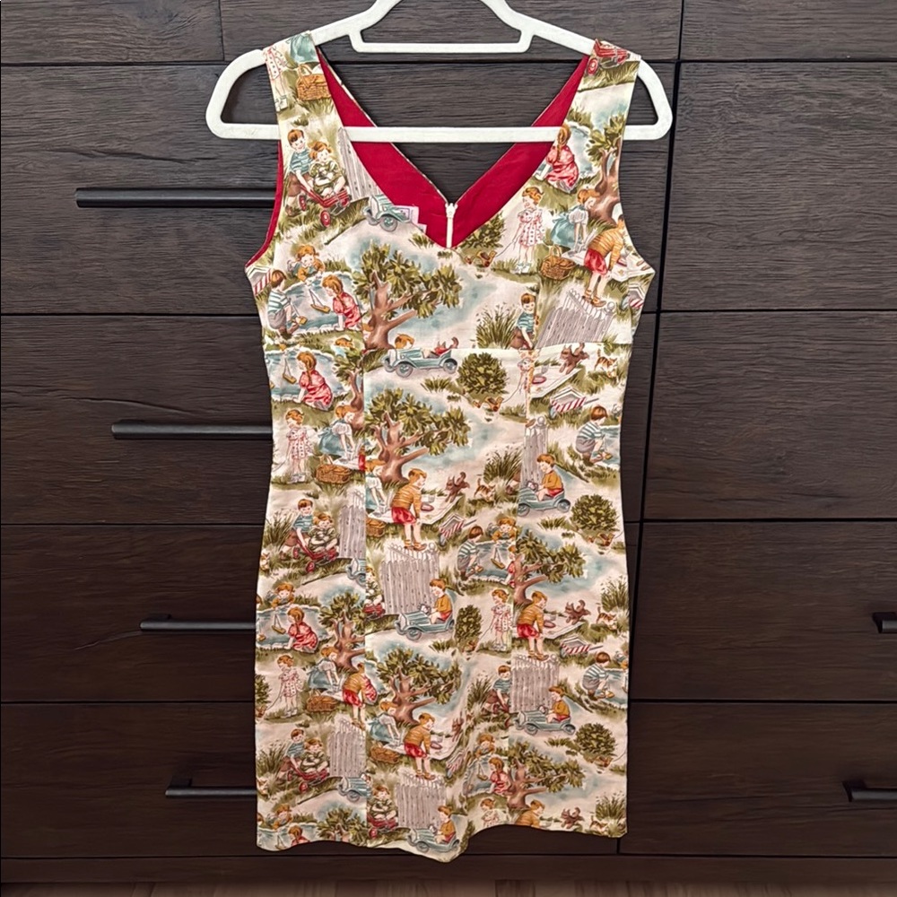 *RARE* Love-Life Felice Pappas 90s Y2K Retro Kids Playing Print Sun Dress